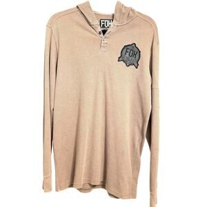 Fox MCMLXXIV Mens Med Hooded Henley Long Sleeve Grunge Y2K Skater Logo Racer